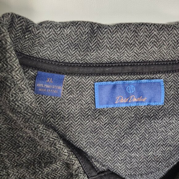 David‎ Donahue Polo Shirt Mens XL Cotton Pullover Herringbone Long Sleeve - Picture 7 of 11